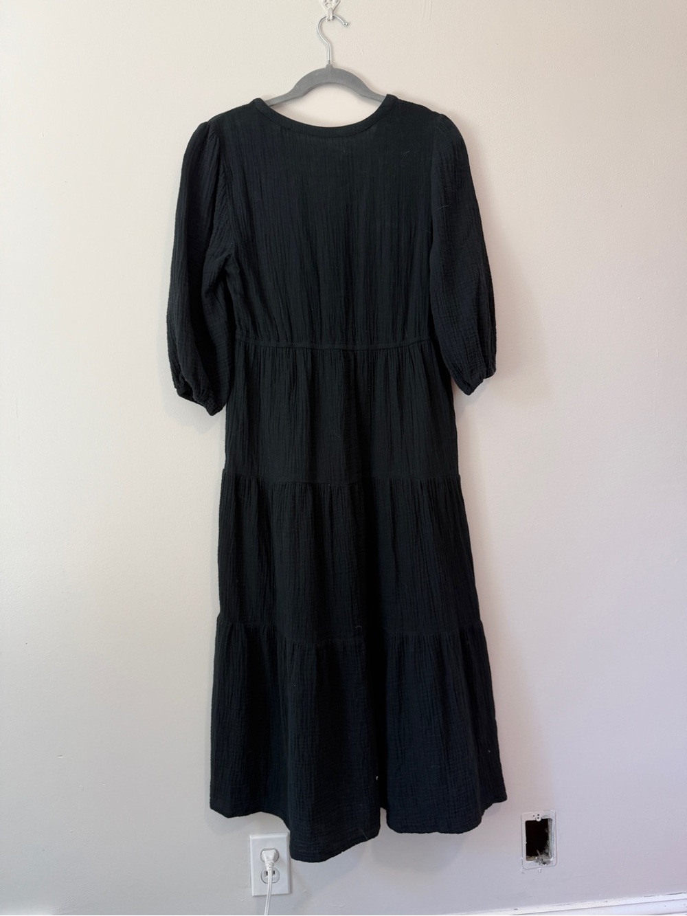 Marine Layer Willow Dress Double Cloth Midi Black Small - Picture 3 of 10